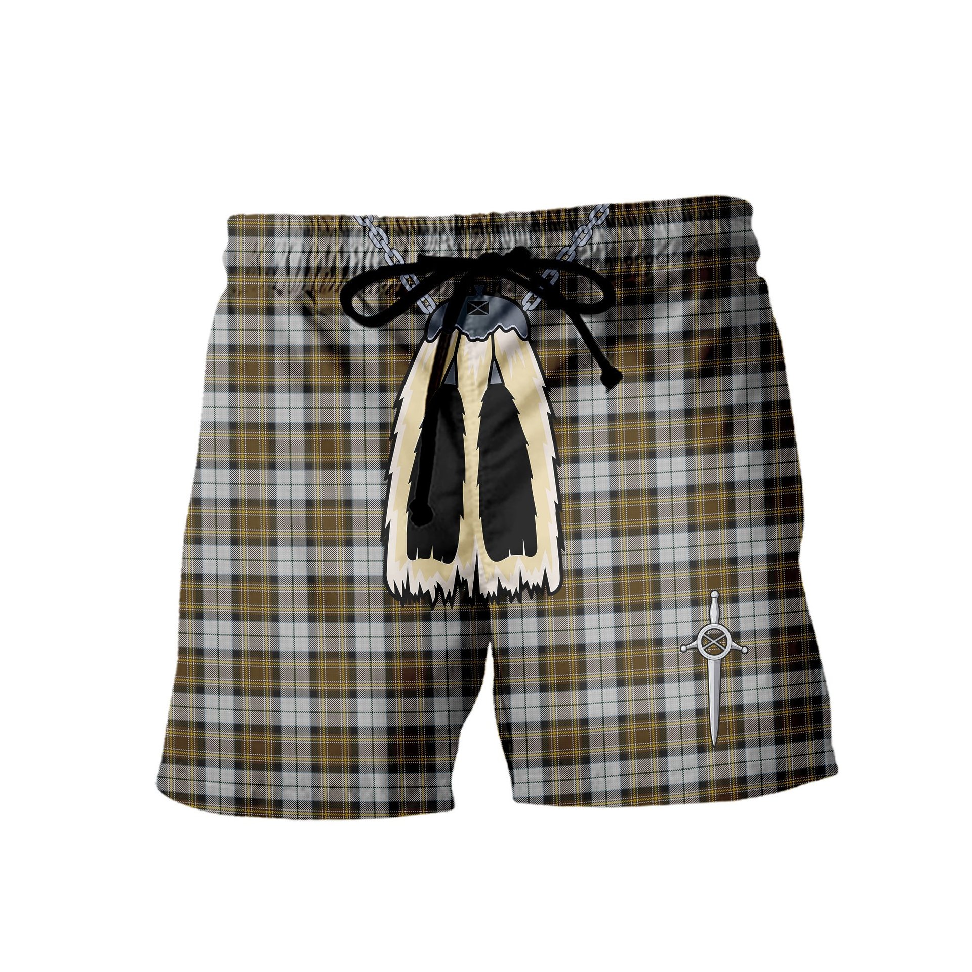 ScotsTee Shop Scottish MacKellar Dress Men's Highland Kilt Sporran Tartan Shorts