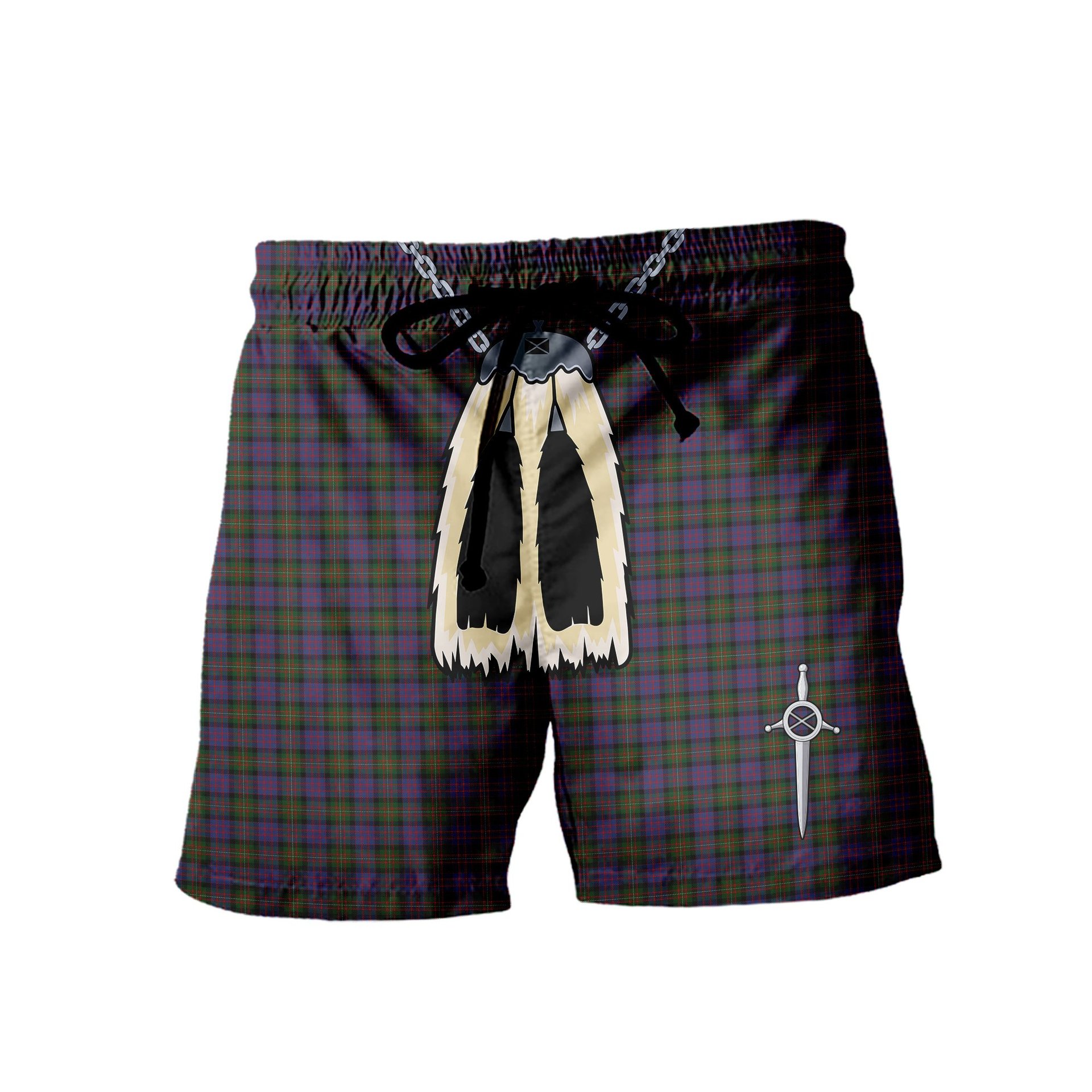 ScotsTee Shop Scottish MacDonell of Glengarry Men's Highland Kilt Sporran Tartan Shorts