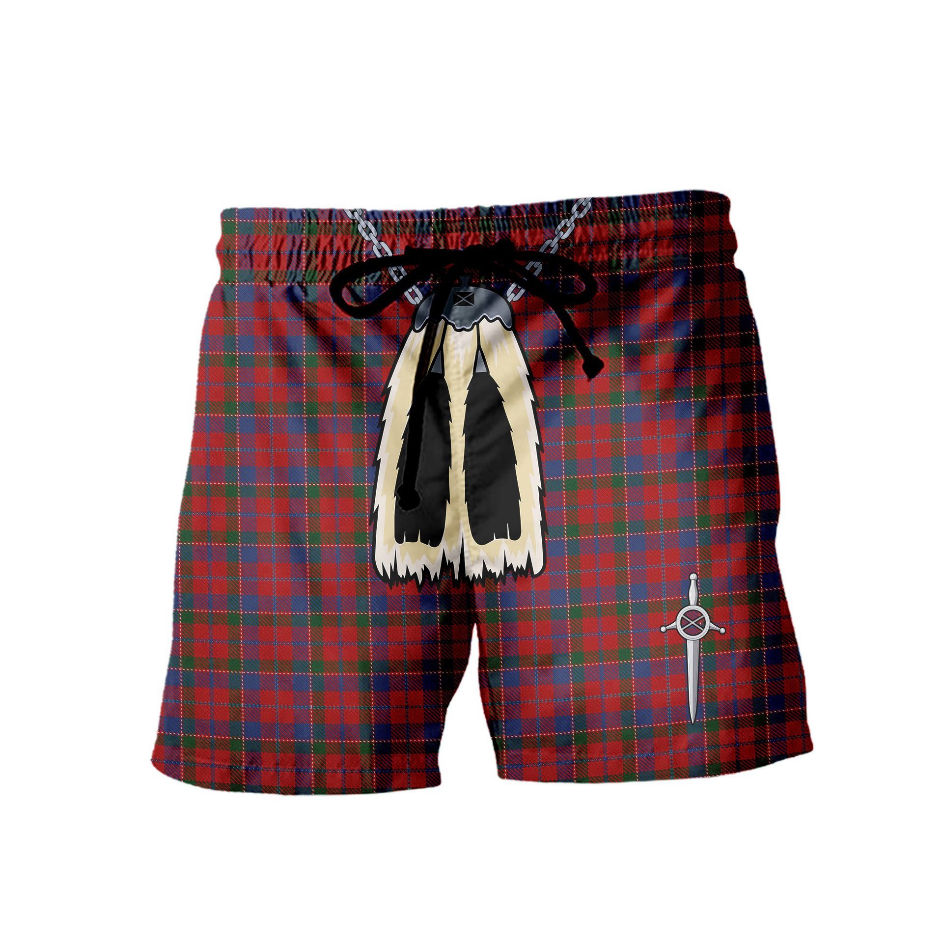 ScotsTee Shop Scottish MacDonald of Glenaladale Men's Highland Kilt Sporran Tartan Shorts