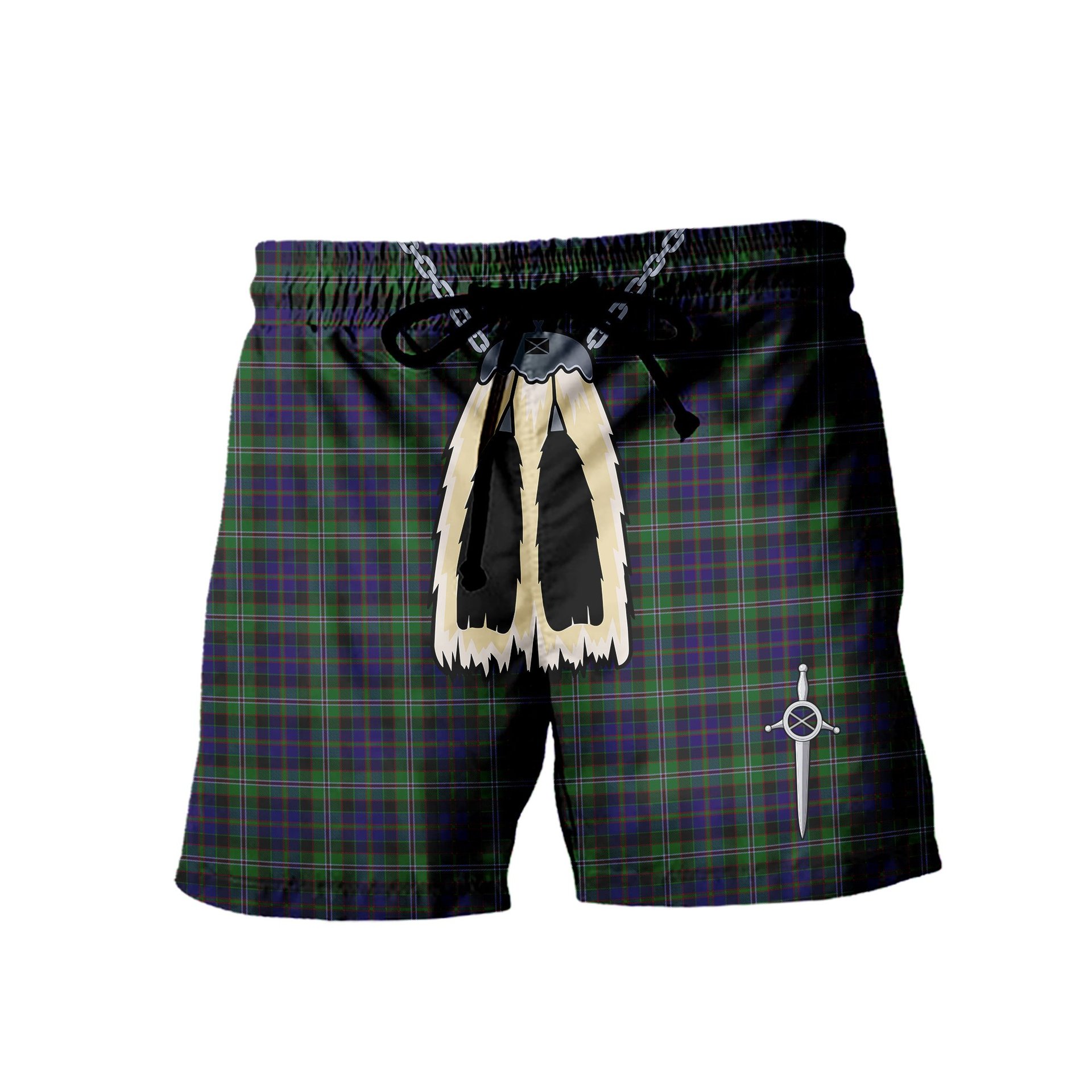 ScotsTee Shop Scottish MacCraig Men's Highland Kilt Sporran Tartan Shorts