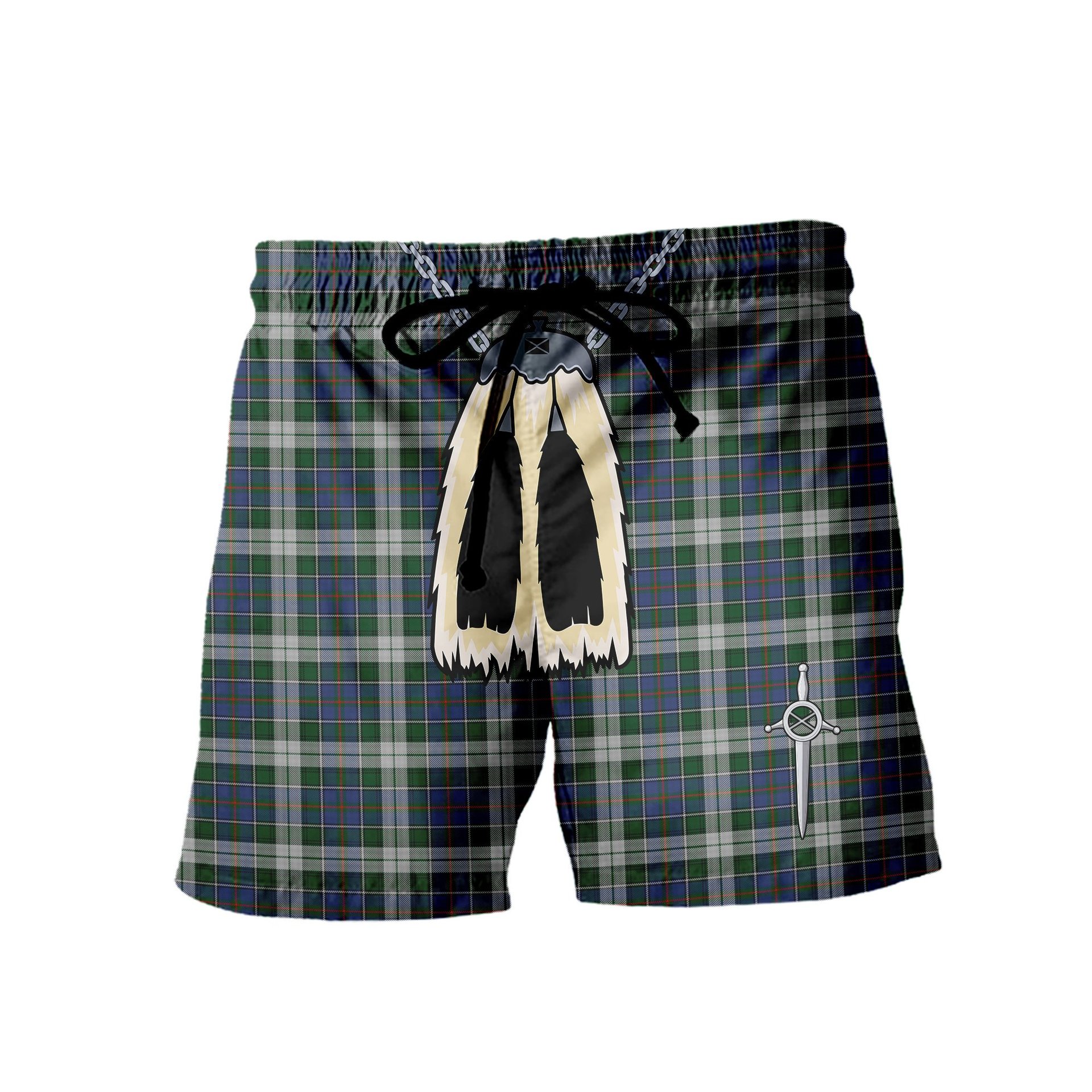 ScotsTee Shop Scottish MacInnes Dress Men's Highland Kilt Sporran Tartan Shorts