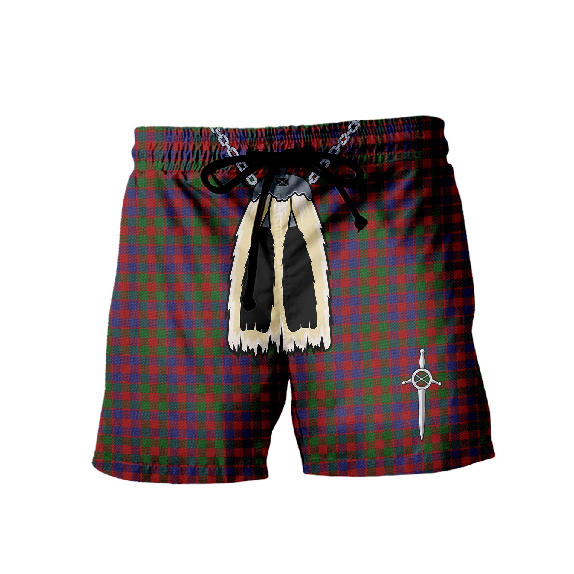 ScotsTee Shop Scottish MacGowan Men's Highland Kilt Sporran Tartan Shorts