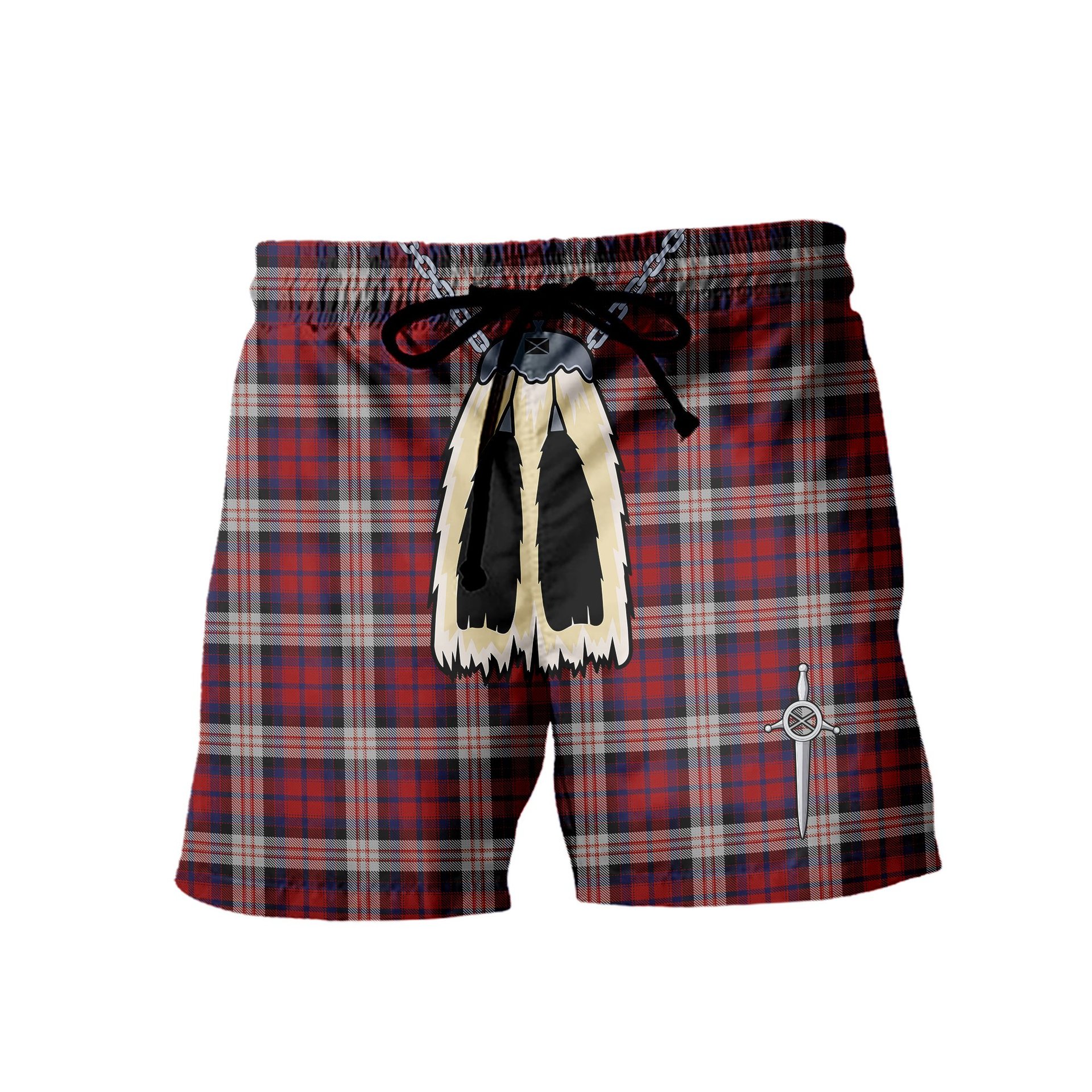 ScotsTee Shop Scottish MacDonald Dress Irish Men's Highland Kilt Sporran Tartan Shorts