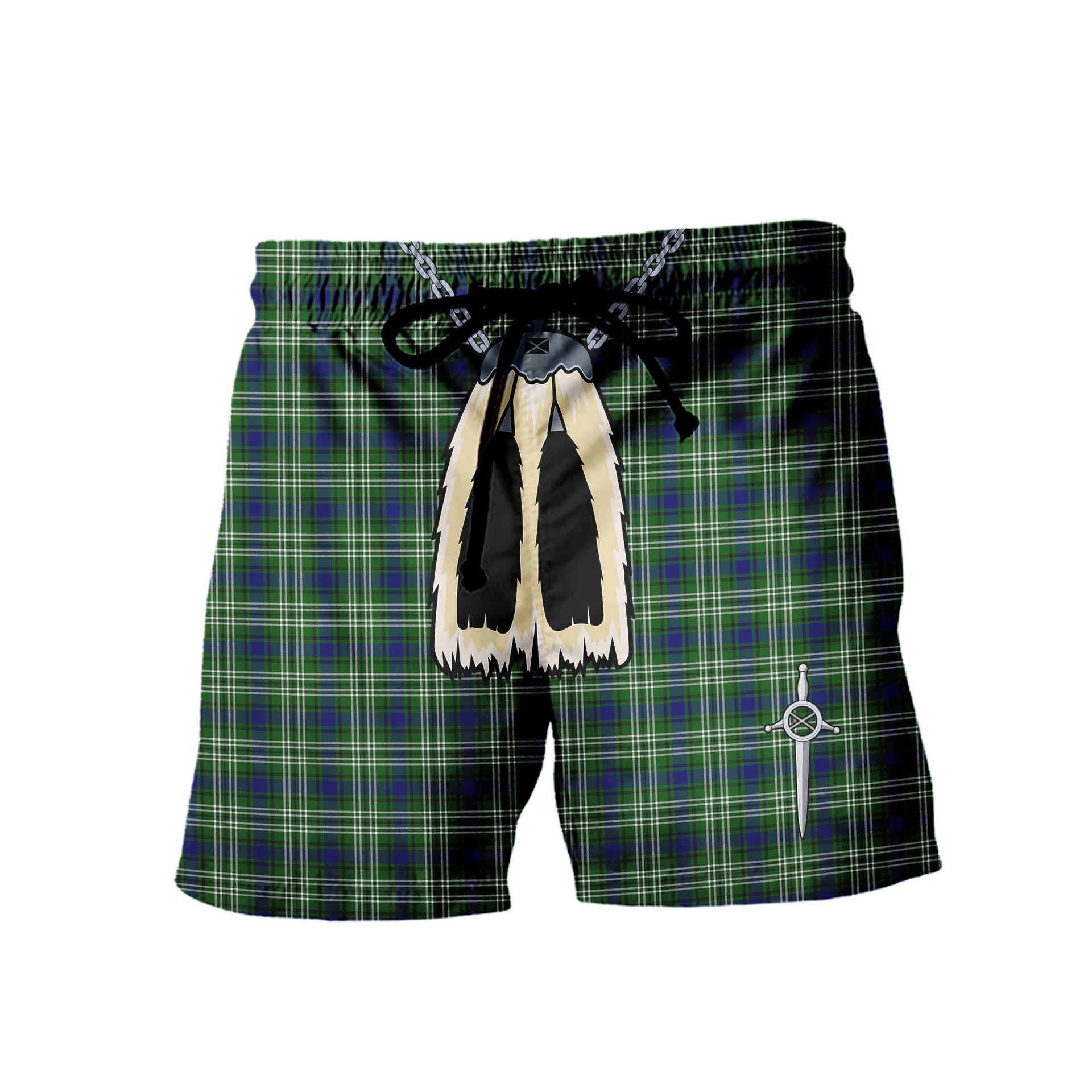 ScotsTee Shop Scottish Purves Men's Highland Kilt Sporran Tartan Shorts
