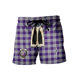 ScotsTee Shop Scottish MacRae Dress Purple 1 Clan Crest Men's Highland Kilt Sporran Tartan Shorts