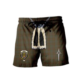 ScotsTee Shop Scottish Gray Clan Crest Men's Highland Kilt Sporran Tartan Shorts
