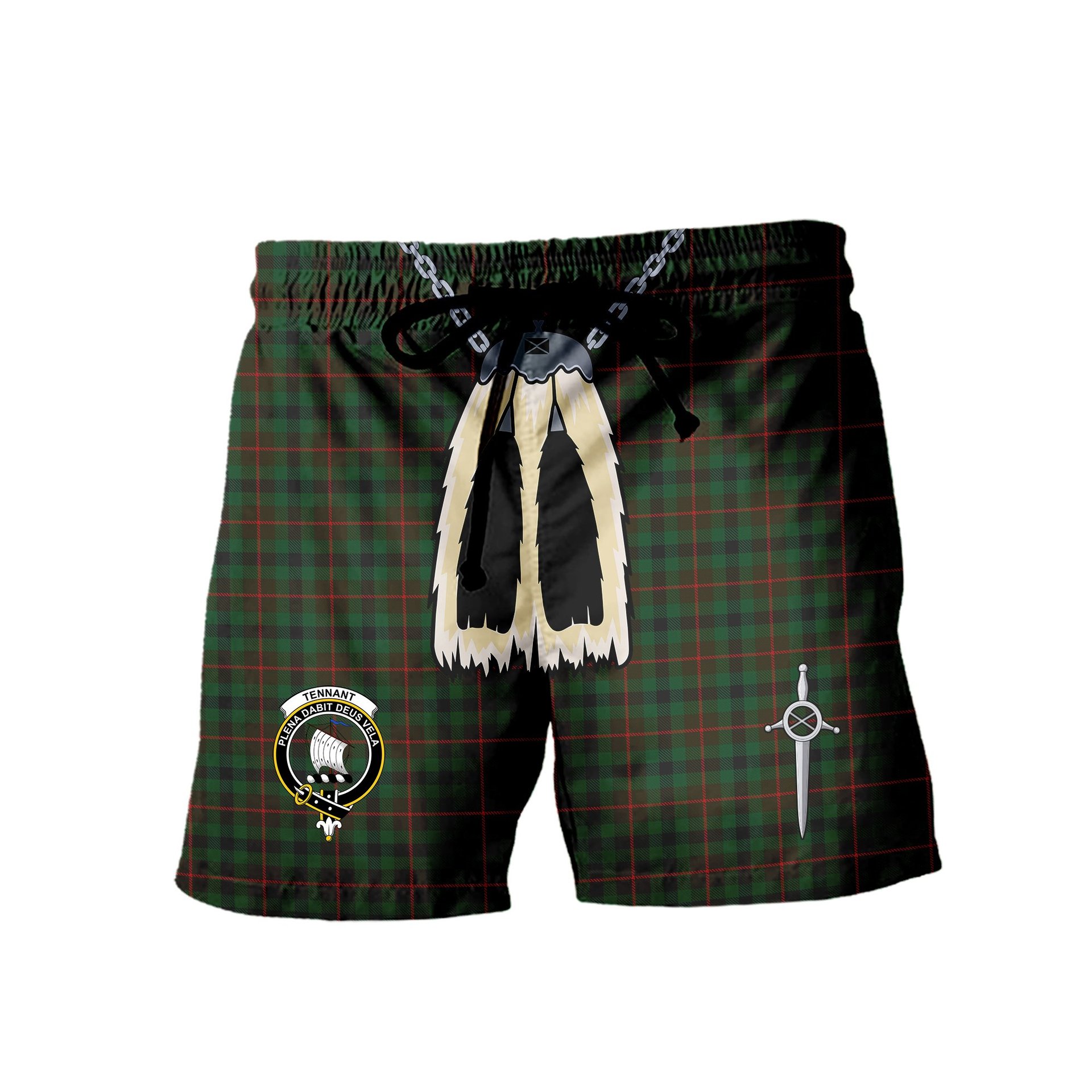 ScotsTee Shop Scottish Tennant Clan Crest Men's Highland Kilt Sporran Tartan Shorts