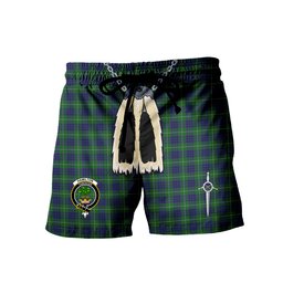 ScotsTee Shop Scottish Hamilton Green Hunting Clan Crest Men's Highland Kilt Sporran Tartan Shorts