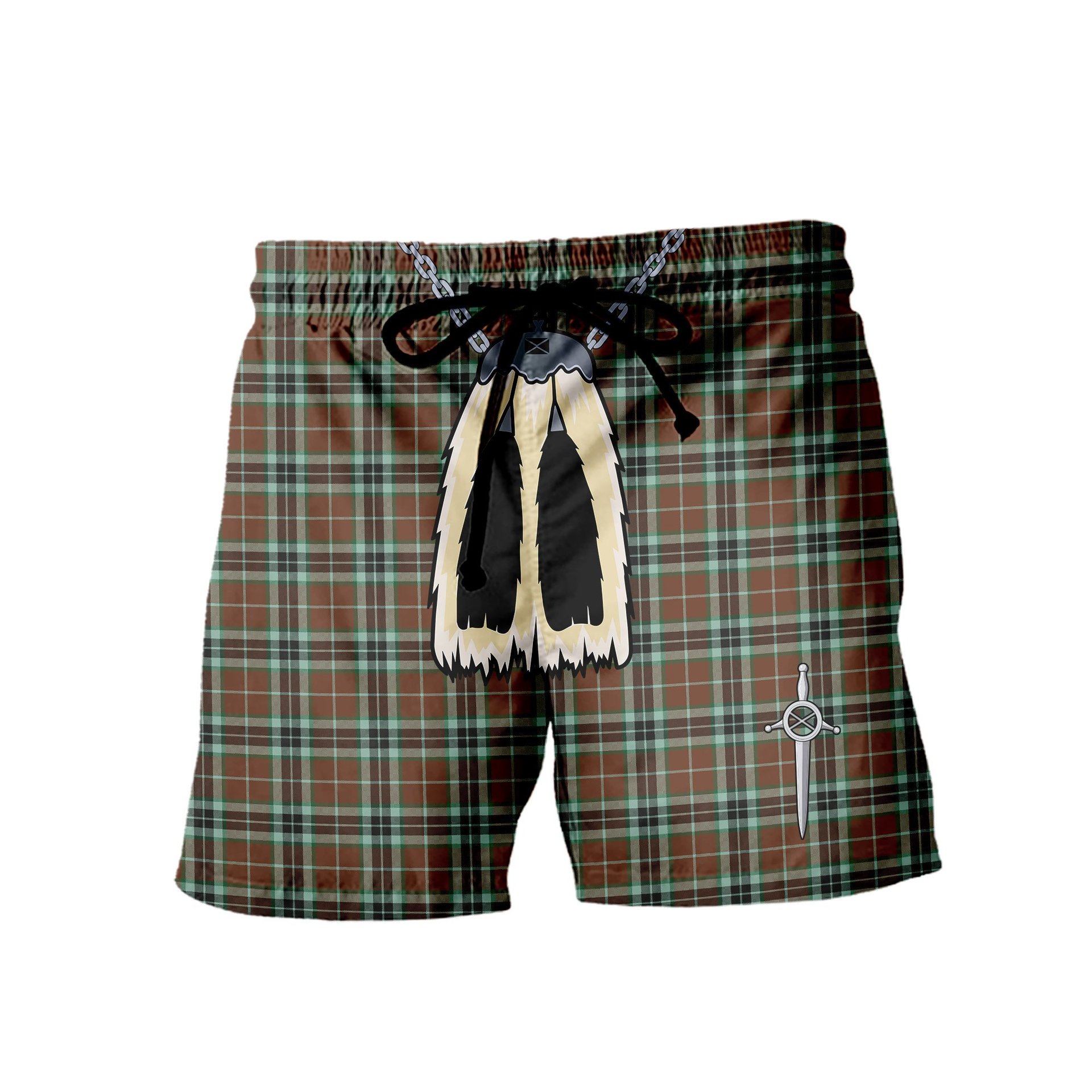 ScotsTee Shop Scottish Thomson Hunting Modern Men's Highland Kilt Sporran Tartan Shorts
