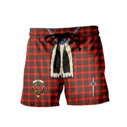 ScotsTee Shop Scottish Kirk Modern Clan Crest Men's Highland Kilt Sporran Tartan Shorts
