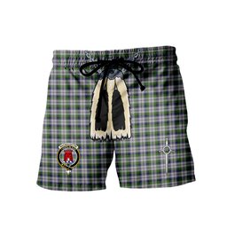 ScotsTee Shop Scottish MacNaughton Dress Clan Crest Men's Highland Kilt Sporran Tartan Shorts