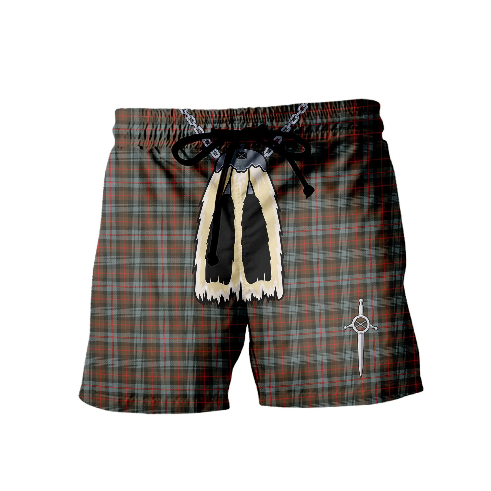 ScotsTee Shop Scottish Murray of Atholl Weathered Men's Highland Kilt Sporran Tartan Shorts