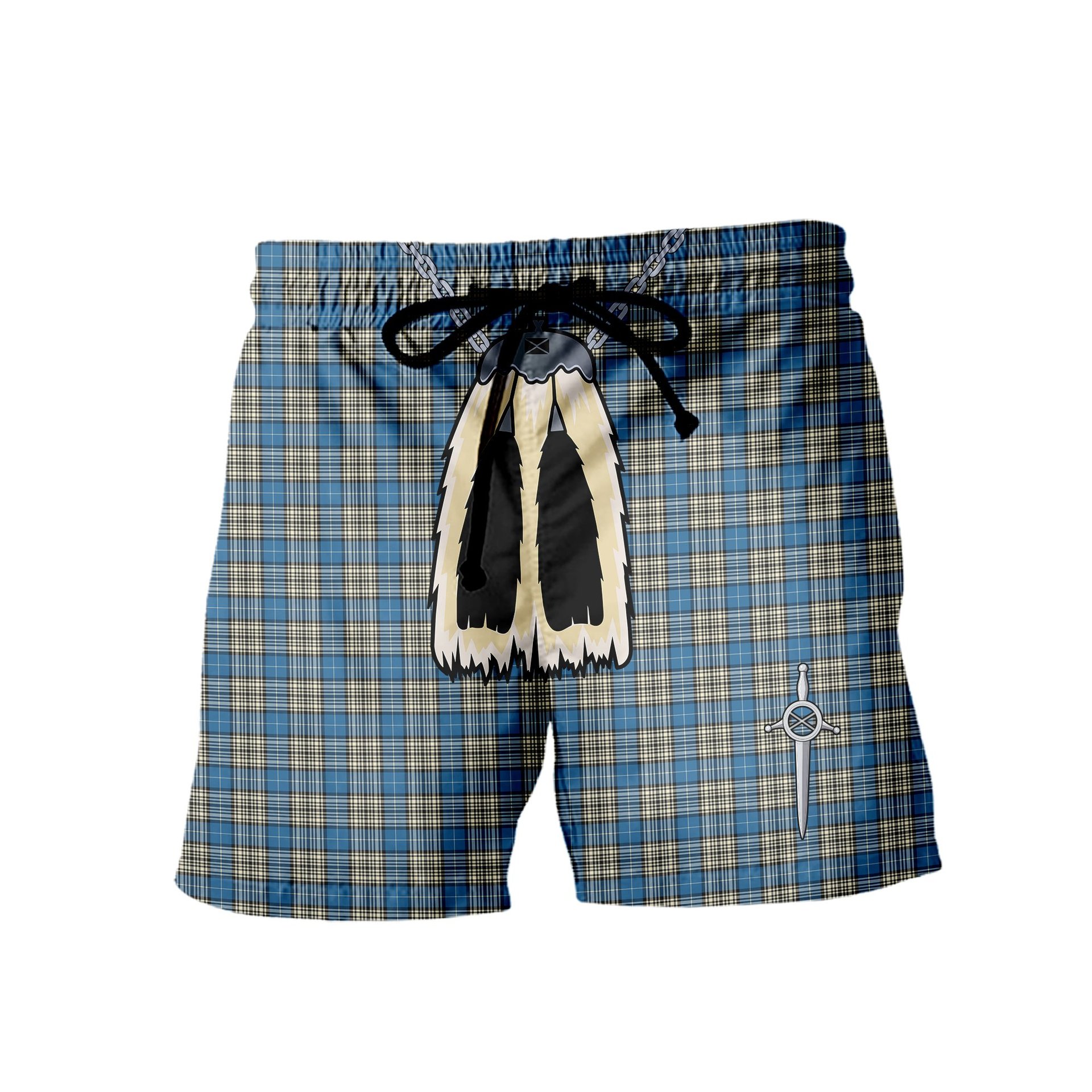ScotsTee Shop Scottish Napier Ancient Men's Highland Kilt Sporran Tartan Shorts