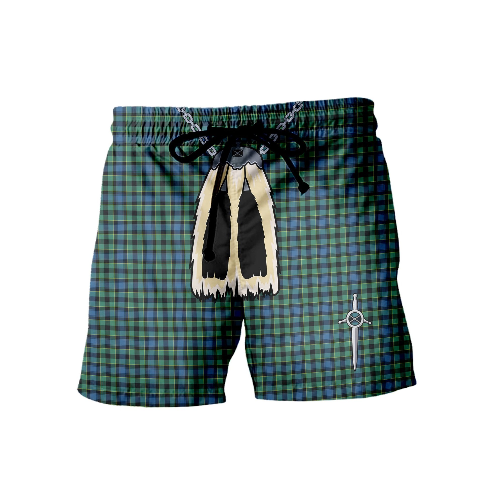 ScotsTee Shop Scottish Mouat Men's Highland Kilt Sporran Tartan Shorts