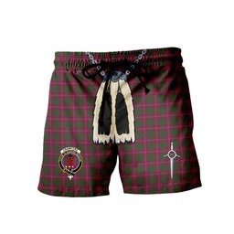 ScotsTee Shop Scottish Crawford Clan Crest Men's Highland Kilt Sporran Tartan Shorts