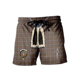 ScotsTee Shop Scottish MacIntyre Hunting Weathered Clan Crest Men's Highland Kilt Sporran Tartan Shorts