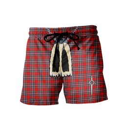 ScotsTee Shop Scottish McFarland Red Modern Men's Highland Kilt Sporran Tartan Shorts
