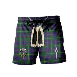 ScotsTee Shop Scottish MacIntyre Inglis Clan Crest Men's Highland Kilt Sporran Tartan Shorts