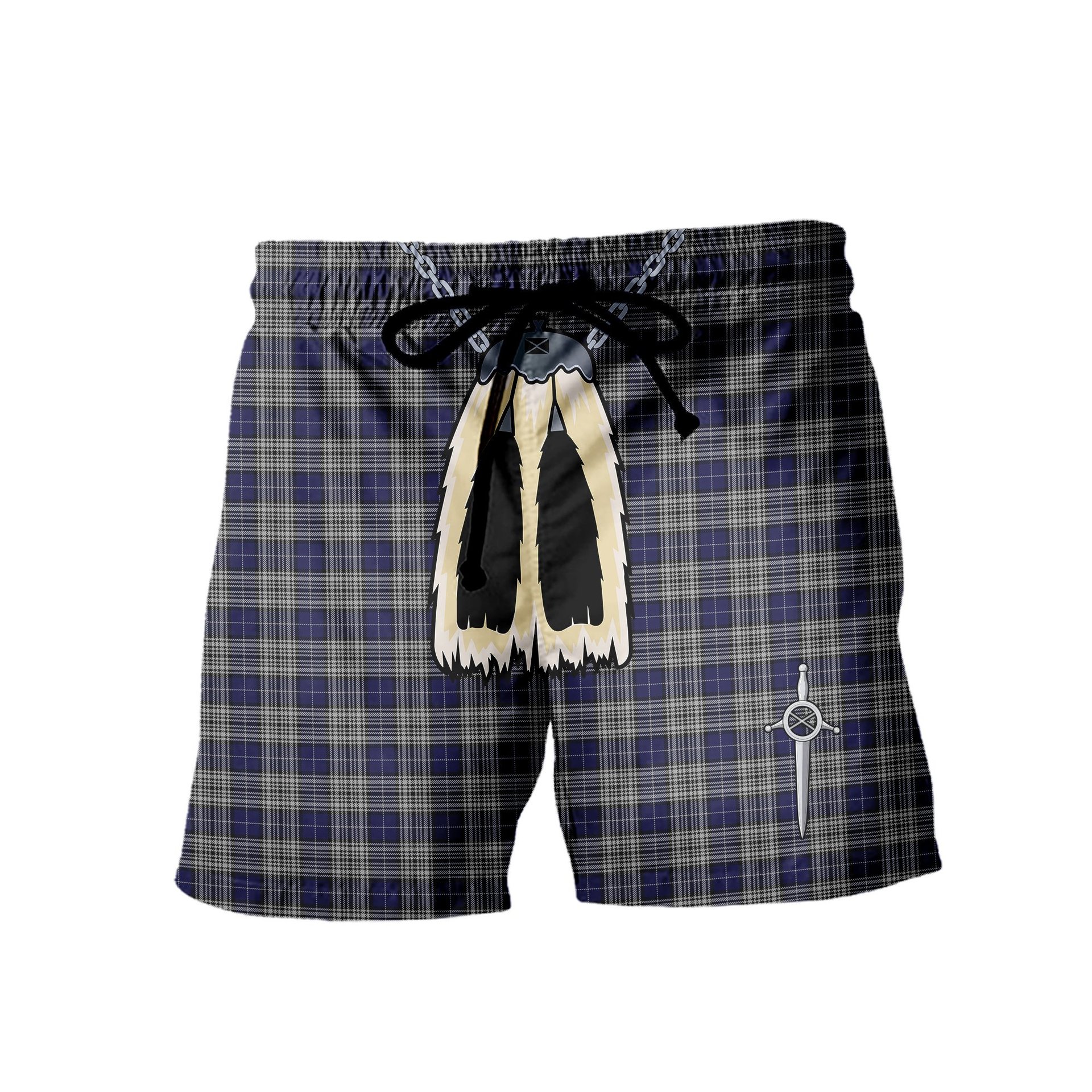 ScotsTee Shop Scottish Napier Men's Highland Kilt Sporran Tartan Shorts