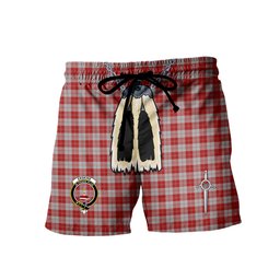 ScotsTee Shop Scottish Erskine Red Clan Crest Men's Highland Kilt Sporran Tartan Shorts