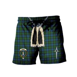 ScotsTee Shop Scottish MacKay Modern Clan Crest Men's Highland Kilt Sporran Tartan Shorts
