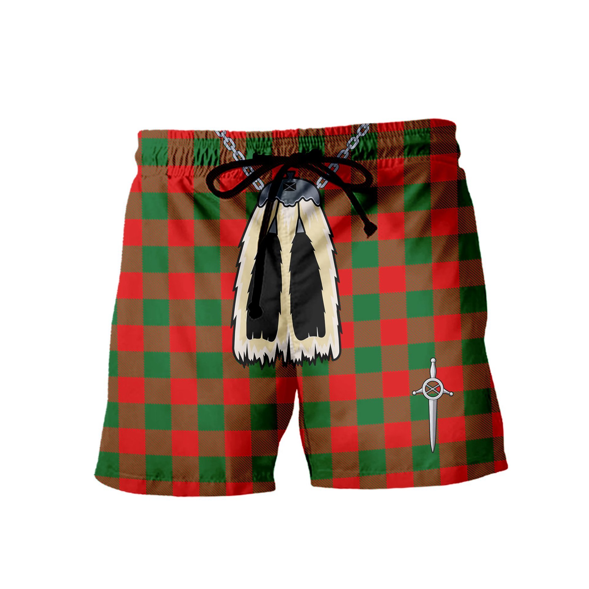 ScotsTee Shop Scottish Moncreiffe Modern Men's Highland Kilt Sporran Tartan Shorts