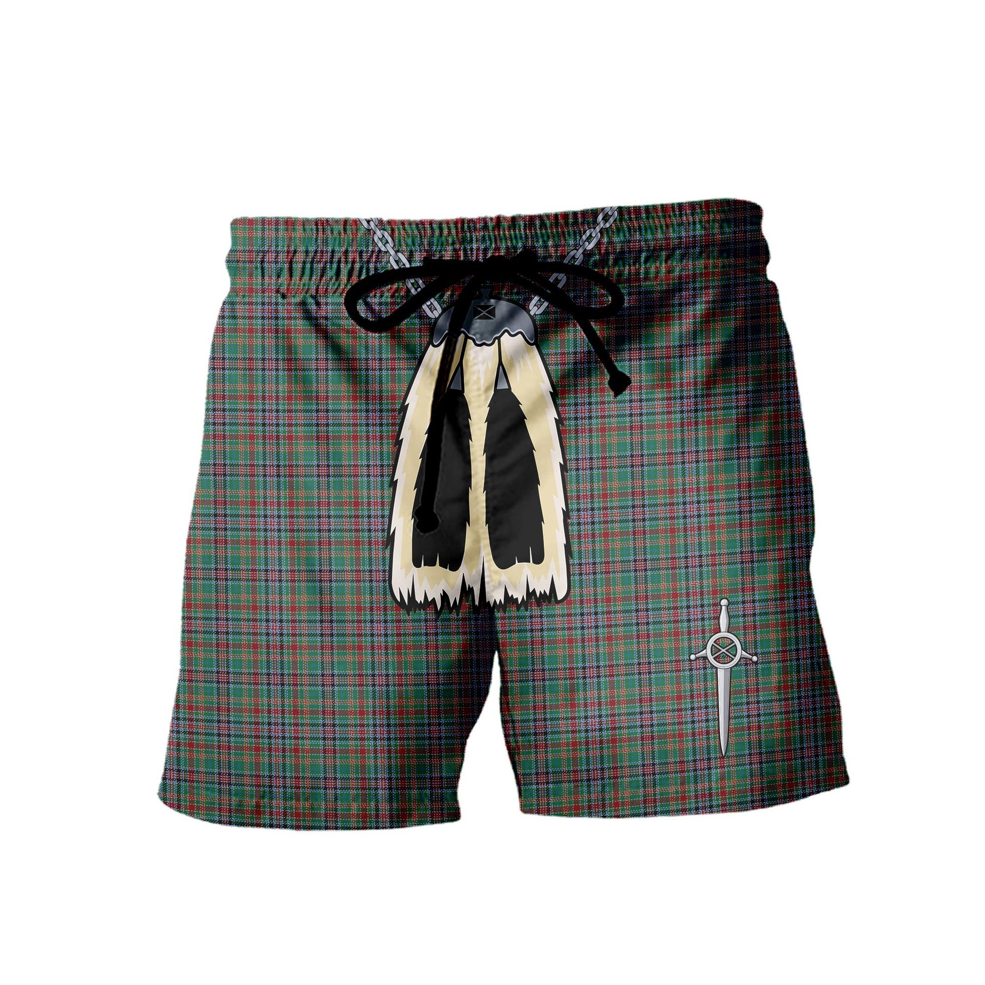 ScotsTee Shop Scottish Russell Old Ancient Men's Highland Kilt Sporran Tartan Shorts