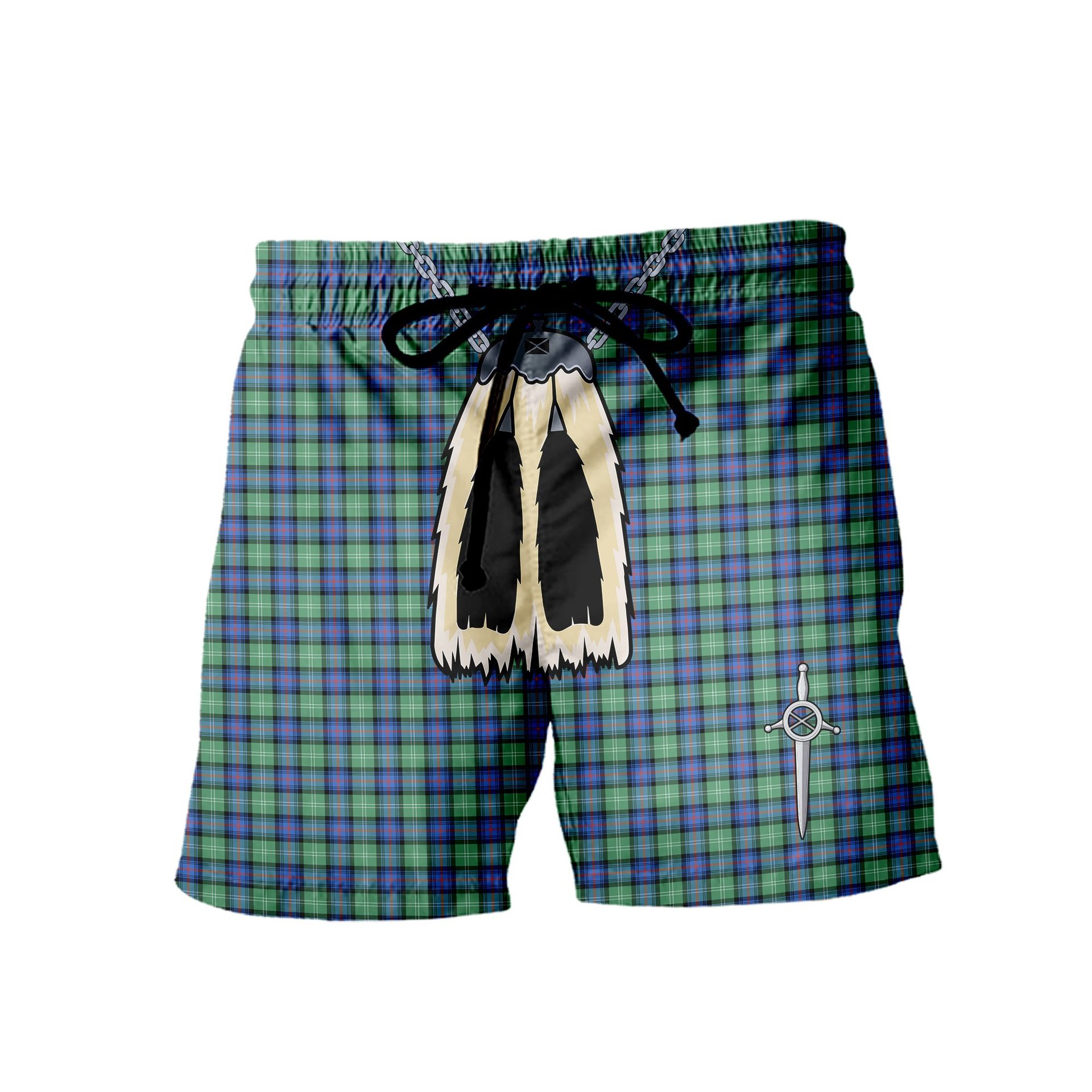 ScotsTee Shop Scottish Sutherland Ancient Men's Highland Kilt Sporran Tartan Shorts