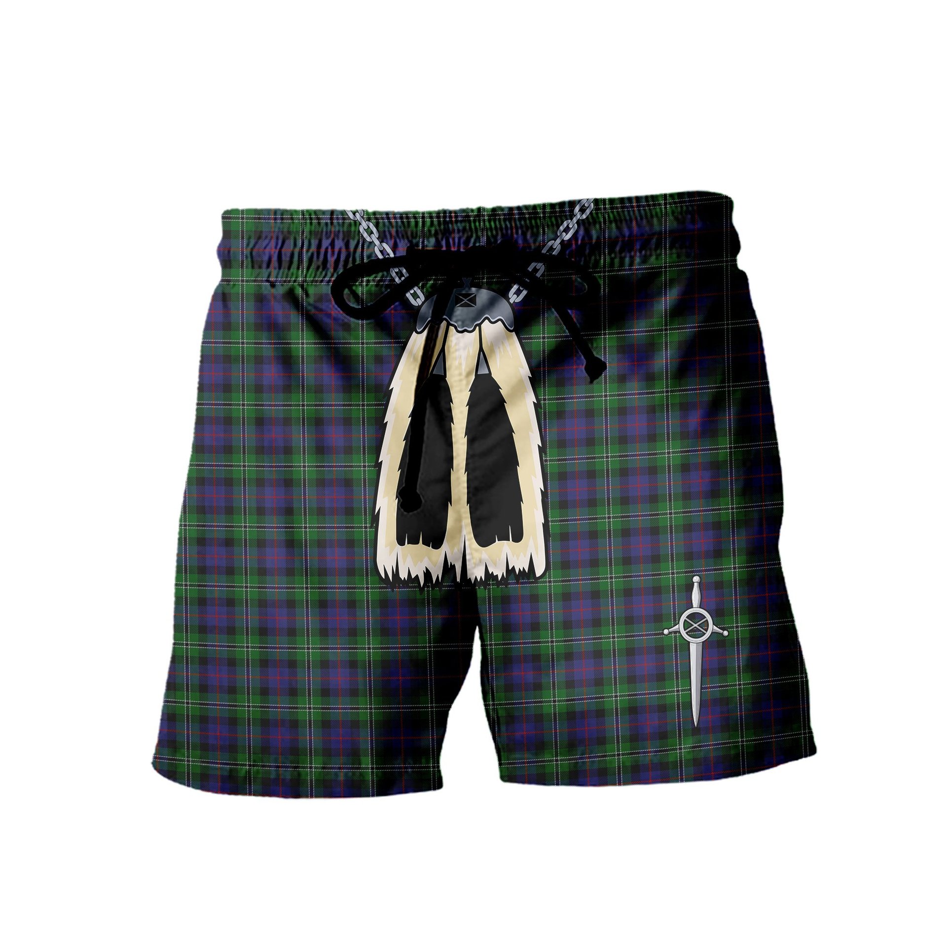 ScotsTee Shop Scottish Rose Hunting Men's Highland Kilt Sporran Tartan Shorts