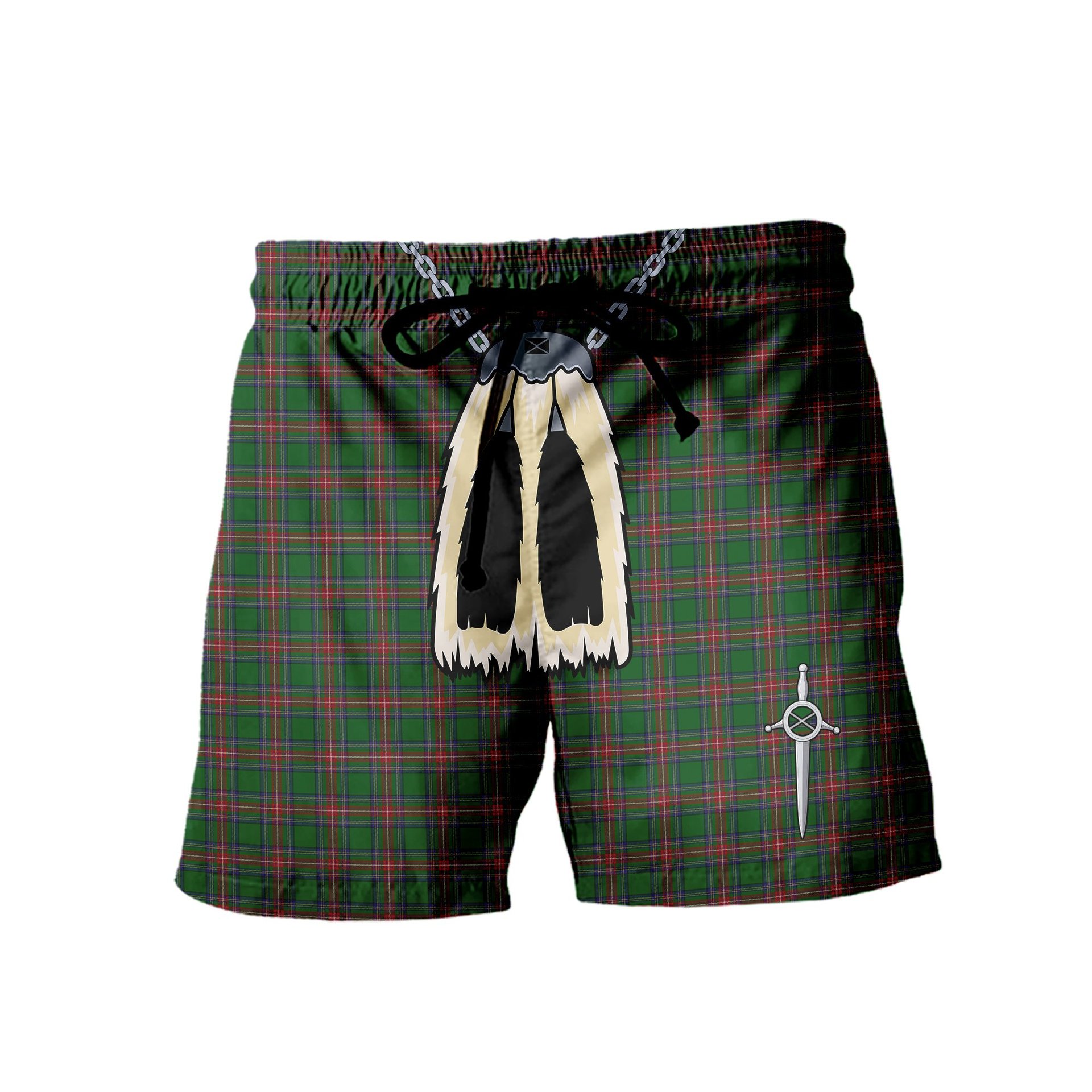 ScotsTee Shop Scottish Sillars 2 Men's Highland Kilt Sporran Tartan Shorts