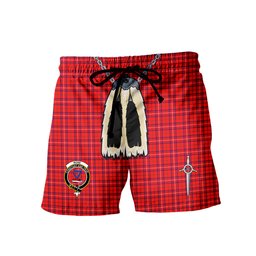 ScotsTee Shop Scottish Rose Modern Clan Crest Men's Highland Kilt Sporran Tartan Shorts