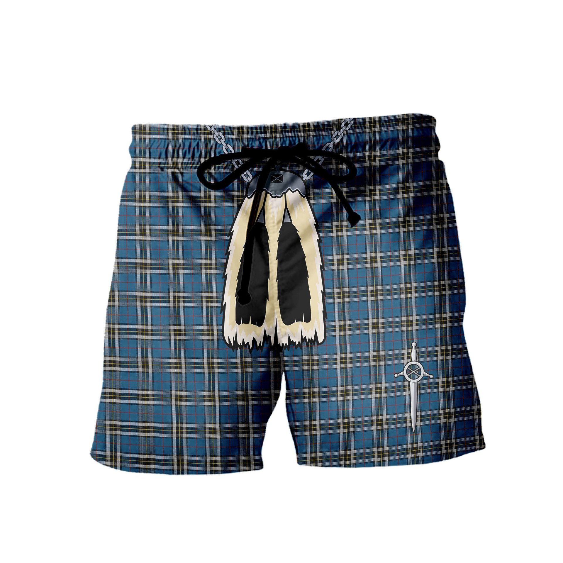 ScotsTee Shop Scottish Thomson Dress Blue Men's Highland Kilt Sporran Tartan Shorts