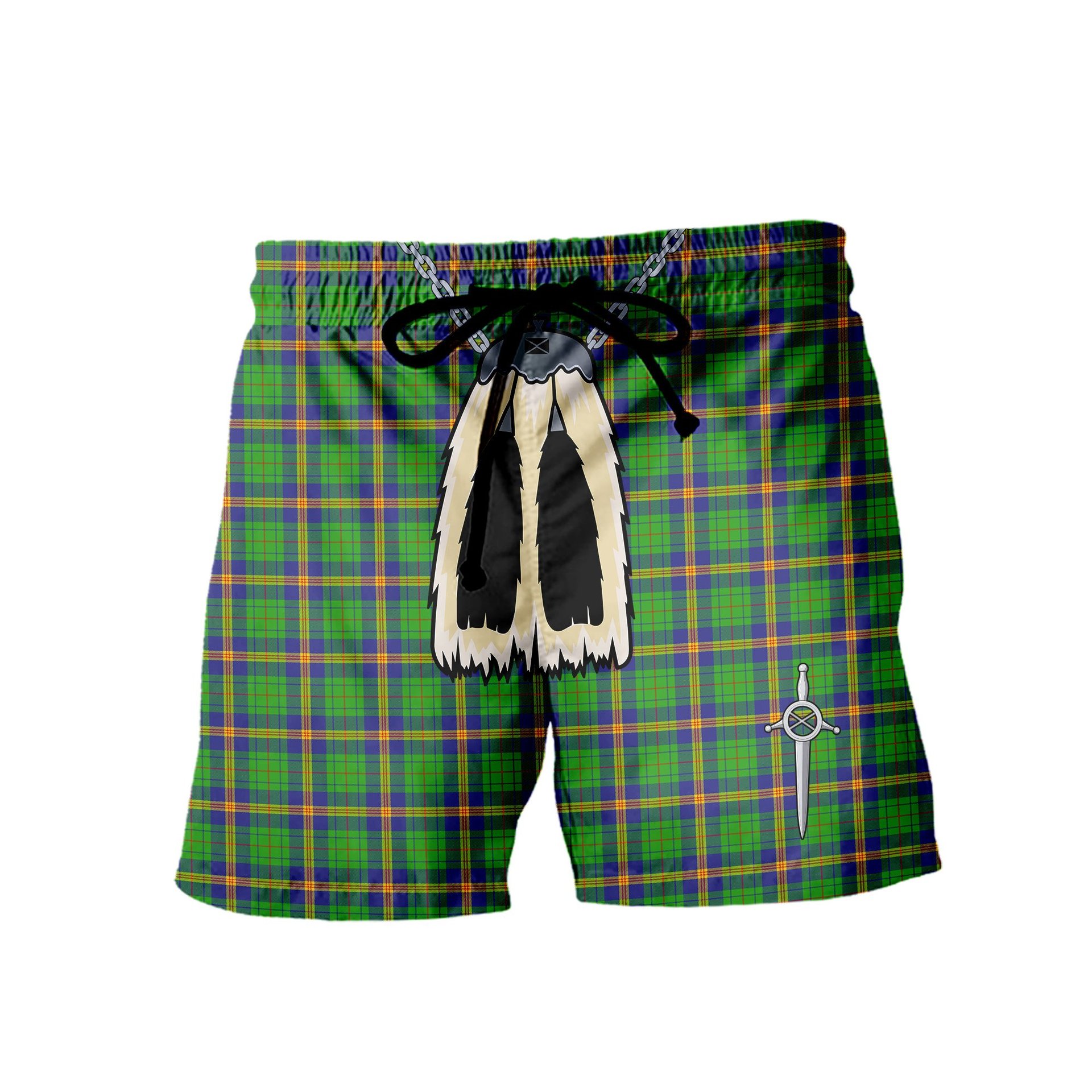 ScotsTee Shop Scottish New Mexico Men's Highland Kilt Sporran Tartan Shorts