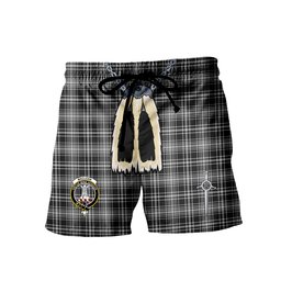 ScotsTee Shop Scottish MacLean Black and White Clan Crest Men's Highland Kilt Sporran Tartan Shorts