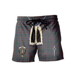 ScotsTee Shop Scottish Russell Old Modern Clan Crest Men's Highland Kilt Sporran Tartan Shorts