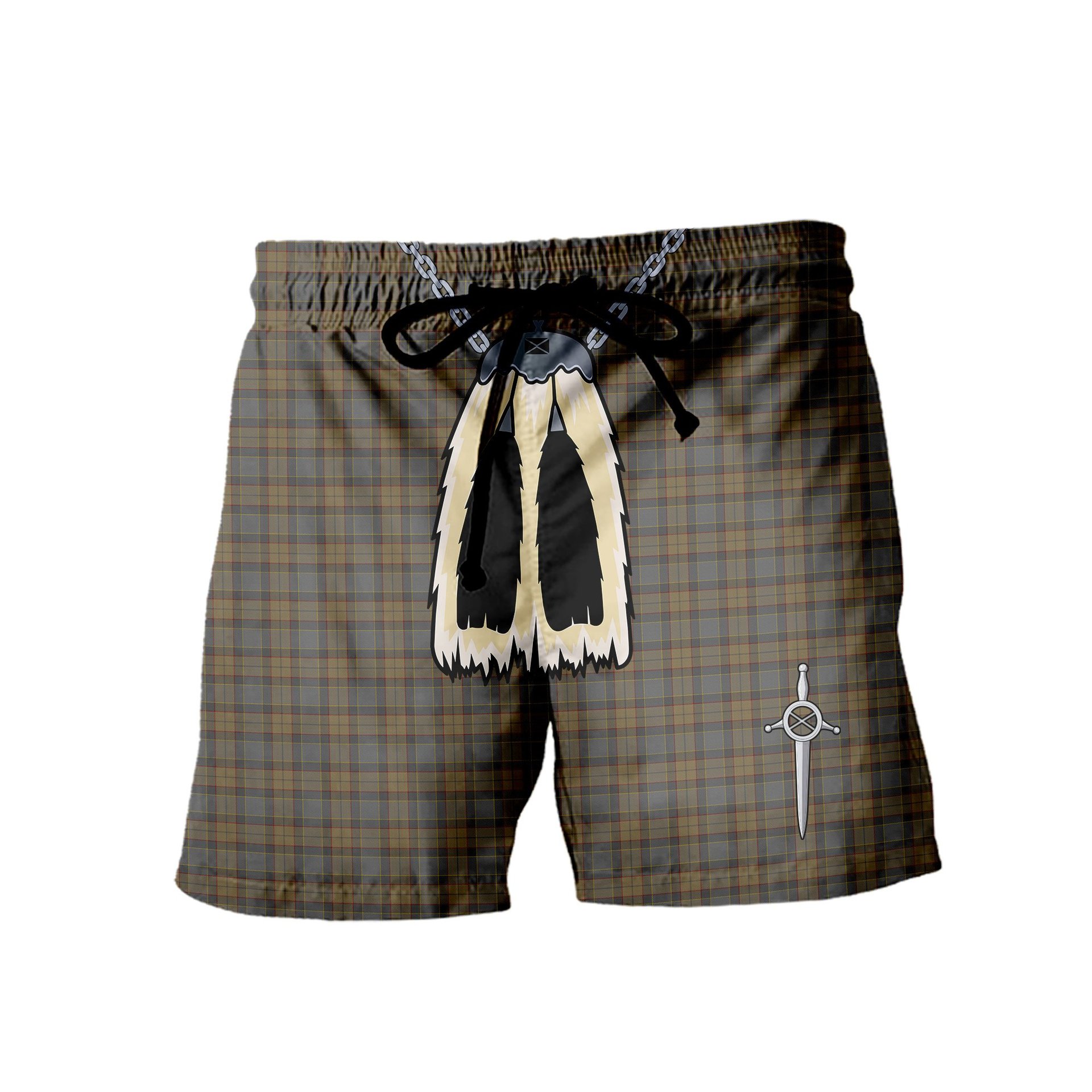 ScotsTee Shop Scottish Outlander 1 Men's Highland Kilt Sporran Tartan Shorts