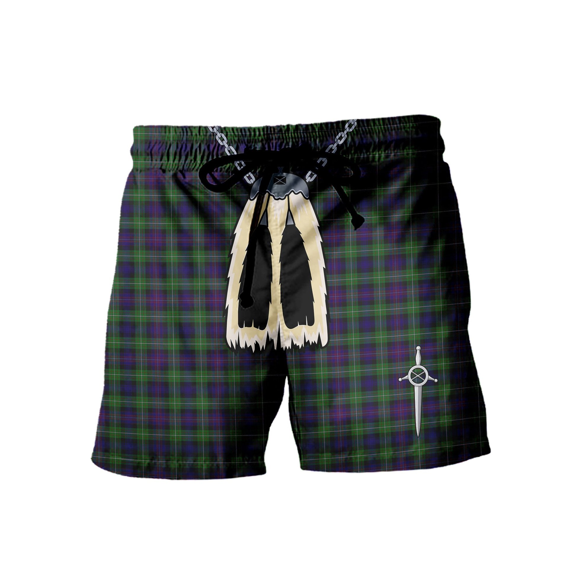 ScotsTee Shop Scottish Rankin Dalgleish Men's Highland Kilt Sporran Tartan Shorts