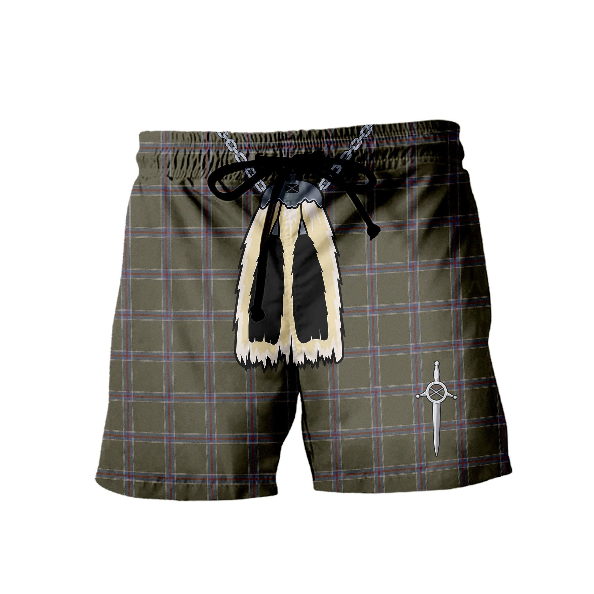 ScotsTee Shop Scottish Renn Faire Men's Highland Kilt Sporran Tartan Shorts