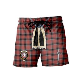 ScotsTee Shop Scottish Dunbar District Ancient Clan Crest Men's Highland Kilt Sporran Tartan Shorts
