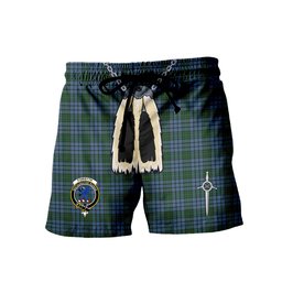 ScotsTee Shop Scottish Forsyth Clan Crest Men's Highland Kilt Sporran Tartan Shorts