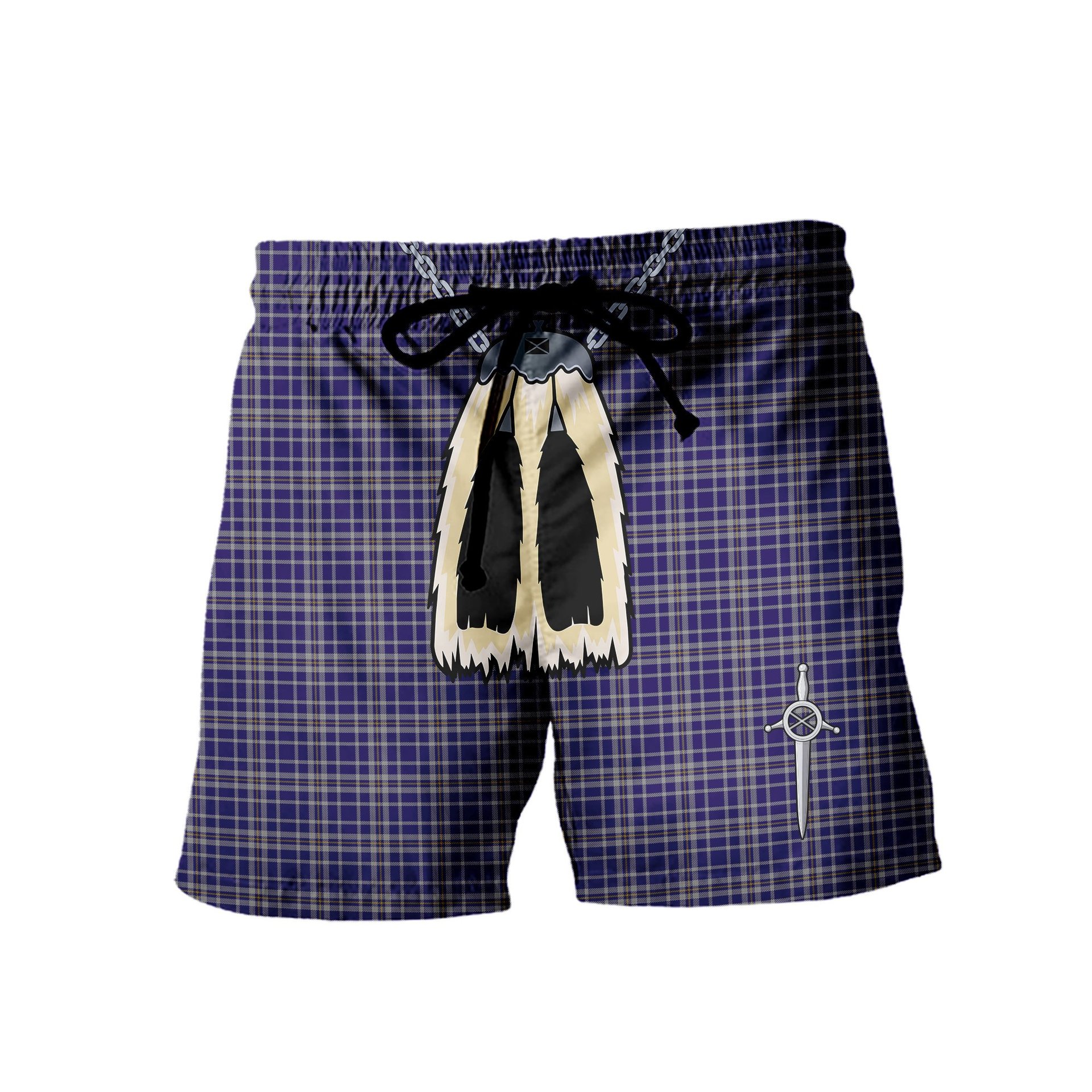 ScotsTee Shop Scottish Ochterlony SC Men's Highland Kilt Sporran Tartan Shorts