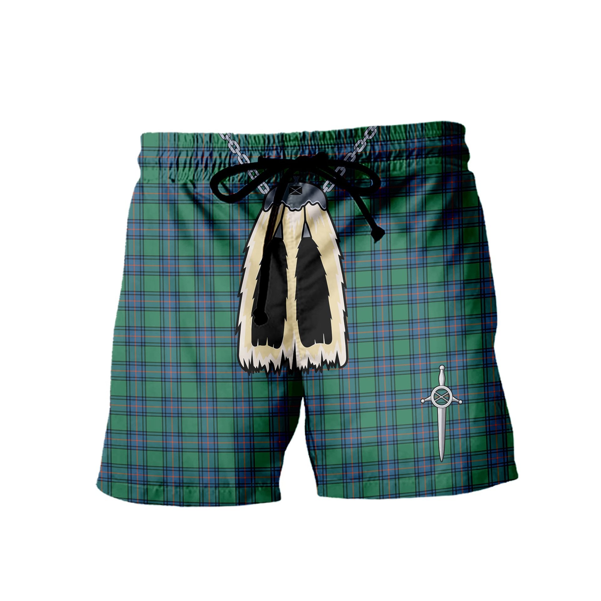 ScotsTee Shop Scottish Shaw Ancient Men's Highland Kilt Sporran Tartan Shorts