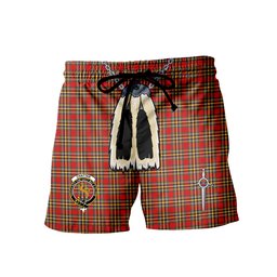 ScotsTee Shop Scottish Chattan Modern Clan Crest Men's Highland Kilt Sporran Tartan Shorts