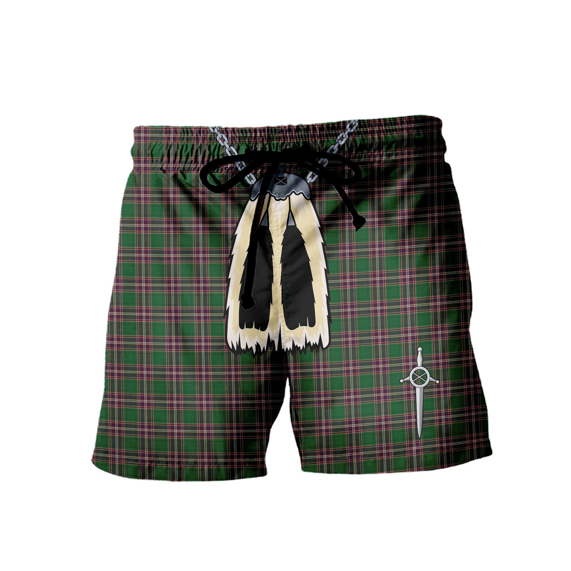 ScotsTee Shop Scottish McFarland Hunting Men's Highland Kilt Sporran Tartan Shorts