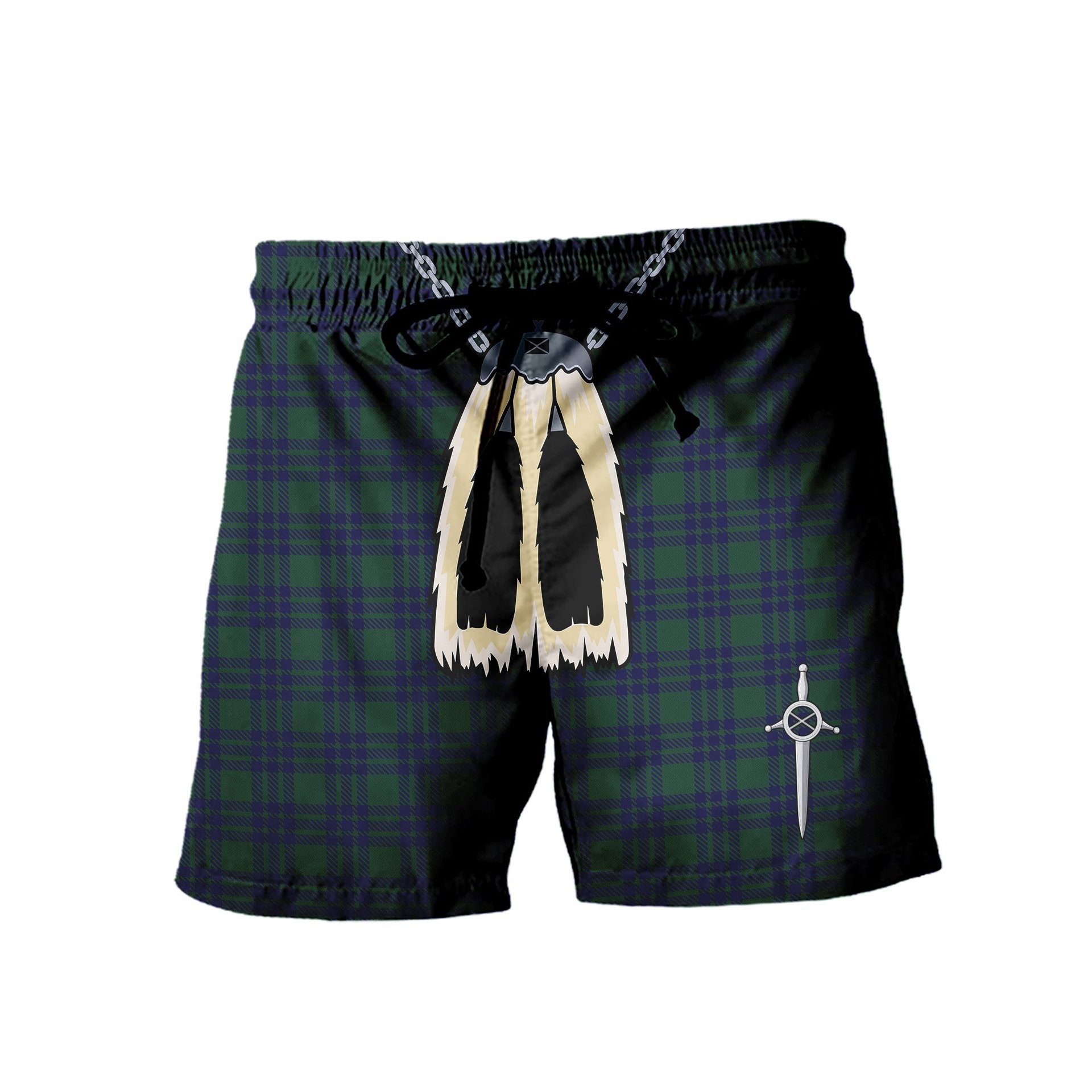 ScotsTee Shop Scottish Montgomery Men's Highland Kilt Sporran Tartan Shorts