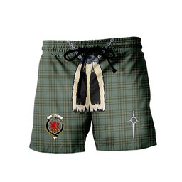 ScotsTee Shop Scottish Kelly Dress Clan Crest Men's Highland Kilt Sporran Tartan Shorts