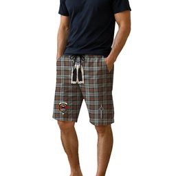 ScotsTee Shop Scottish MacLeod Of Harris Weathered Clan Crest Men's Highland Kilt Sporran Tartan Shorts