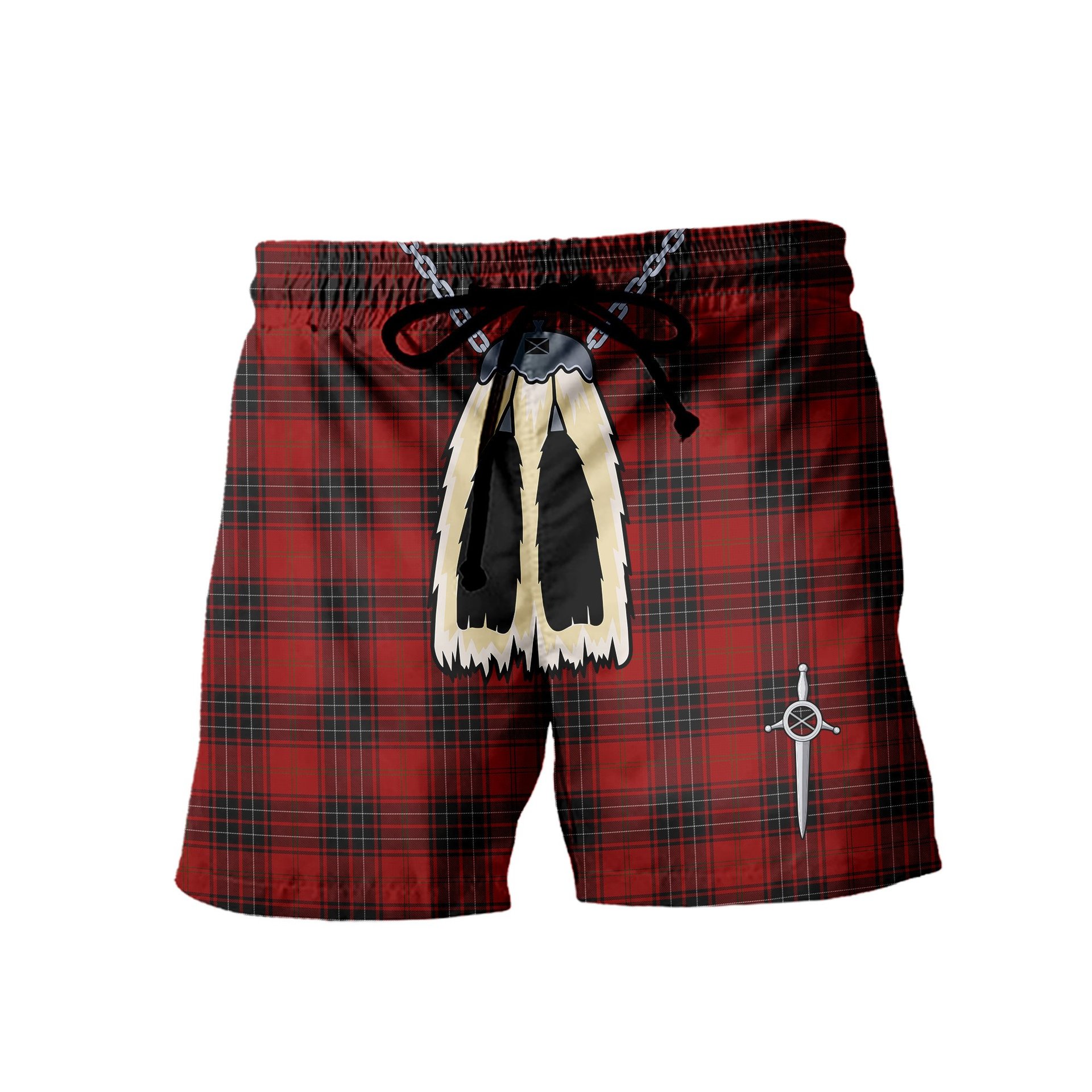 ScotsTee Shop Scottish Wemyss Men's Highland Kilt Sporran Tartan Shorts