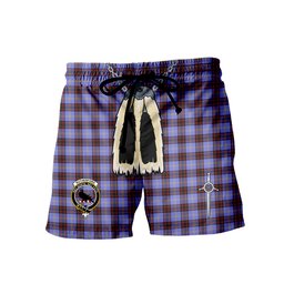 ScotsTee Shop Scottish Rutherford SC Clan Crest Men's Highland Kilt Sporran Tartan Shorts