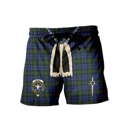 ScotsTee Shop Scottish Murray 1810 Clan Crest Men's Highland Kilt Sporran Tartan Shorts